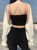 Kukombo Metallic Chain Embellished Shrug Crop Sweater