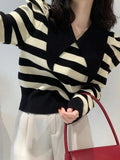 Kukombo Striped Puff Sleeve Knit Sweater