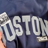 Kukombo BOSTON Letter Patch Embroidery Winter Sweatshirt Round Neck Retro Y2K Autumn Pullovers Top Harajuku Streetwear Navy Blue Hoodie