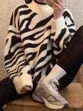 Kukombo Zebra Jacquard Mock Neck Knit Sweater