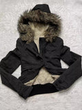 Kukombo Vintage Y2k Faux Fur Collar Zipper Hoodie Hip-hop Pattern Retro Punk Gothic Creamy-white Hoodie Clothes Street Design Jacket