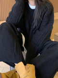 Kukombo Solid V Neck Cable Knit Sweater