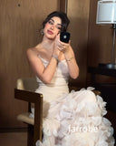 Kukombo Customized Sexy Jersey Pleat Flower A-line Strapless Long Dresses Homecoming Dresses Classic Exquisite Modern Style Pastrol Unis (PRE-ORDER)