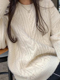 Kukombo Solid Cable Knit Pullover Sweater
