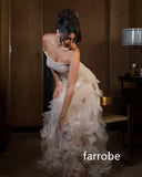 Kukombo Customized Sexy Jersey Pleat Flower A-line Strapless Long Dresses Homecoming Dresses Classic Exquisite Modern Style Pastrol Unis (PRE-ORDER)