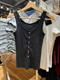 Kukombo Black Harajuku Ribbed Slim Tank Top Women Cotton U Collar Single Breasted Sleeveless Camis Female Simple All-match Y2K Vest Tops