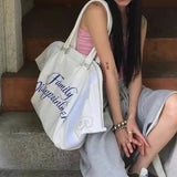 Kukombo Korean Brand Large Capacity Tote Bag Female Outdoor Travel Storage Pouch Sport Gym Storage Shoulder Bag Korean Popular Bag