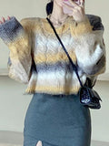 Kukombo Ombre Cable Knit Short Sweater