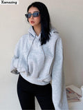 Kukombo Winter Women Solid Fleece Hoodies Clothing Long Sleeve Tops Loose Pocket Sweatshirt Female Casual Pullover ootd