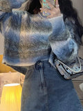 Kukombo Ombre Cable Knit Short Sweater