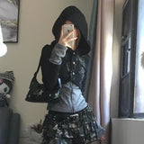 Kukombo Outfit Aesthetic Hoodies Gothic Top Women Clothing Zip Up Rhinestone Slim Oversized Hooded Punk Sexy Korea Sweatshirt Kawaii Girl Coat
