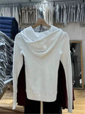 Kukombo Solid Buttons Waffle Hoodies T-Shirts Women Casual Streetwear O-Neck Loose Long Sleeve Tops Vintage Sweet Preppy Style Y2K Tees