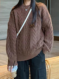 Kukombo Solid Cable Knit Pullover Sweater