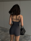 Kukombo Solid Backless Tank Bodysuit Sexy Hot Camisole Top Jumpsuit Women's Bodycon Summer Black Sleeveless Slim Rompers Y2k Clothing Spring Style 2025