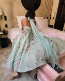 Kukombo Customized Jiayigong Net Pattern Beach A-line Square Neck Bespoke Occasion Gown Long Dresses Saudi Arabia (PRE-ORDER)