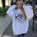 Kukombo Vintage White Angel Print Hoodie Women 2020 Autumn White Cotton Long Sleeve Zipper Tops Female Casual Chic Streetwear Hoodied