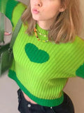 Kukombo Knit Heart Print Slim Sweater