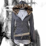 Kukombo valentine's day aesthetic Plush Leopard Pattern Hoodie High Street Urban Beauty 90S Tops Trash Punk American Hip-Hop Rock Retro Chic Casual Women's Hoodie