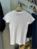 Kukombo Sweet Pink Striped Short Sleeve Tees Women New Casual Slim O-neck Tshirts Tops Female Cute Preppy Style Streetwear T-shirts Y2K