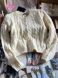 Kukombo Chic Twisted Flower Knit Sweater Cardigan 2025 Spring Long Sleeve O-neck Single Breasted Casual Coat Streetwear Sweet Sweater