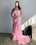 Kukombo Customized Modern Style Chiffon Pleat Mermaid Strapless Long Dresses Homecoming Dresses Pastrol Unisex Chinese Style Formal Casu (PRE-ORDER)