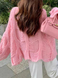 Kukombo Solid Cutout Loose Knit Sweater