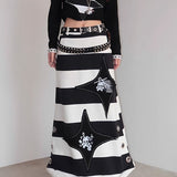 Kukombo Summer Goth Stripe Bust skirt Japan Clothing Punk 2000s Girl Skull Dresses Y2k Aesthetic kawaii Streetwear Straight Dress Womens ootd