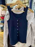 Kukombo Simple All-match Buttons Slim Vest Women Summer Cotton Basic Casual Sleeveless Tank Tops Vintage Sweet Chic Cute Camis Y2K