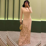 Kukombo Customized Classic Jersey Pleat Flower A-line O-Neck Midi Dresses Evening Dresses Exquisite Modern Style Pastrol Unisex Chinese (PRE-ORDER)
