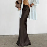 Kukombo Brown High Waist Long Skirt Women's Autumn Winter Retro Solid Slim Commuting Long Skirt Elegant Sexy Party Skirt Outfits