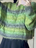 Kukombo Ombre Cable Knit Short Sweater