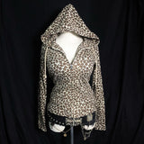 Kukombo party outfit  Plush Leopard Pattern Hoodie High Street Urban Beauty 90S Tops Trash Punk American Hip-Hop Rock Retro Chic Casual Women's Hoodie