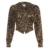 Kukombo Outfit Hoodies Women Clothes Gothic Streetwear Punk Leopard print Zip Up Top Winter Vintage Vintage Sweatshirt Aesthetic Jacket Hoody