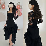 Kukombo Customized Elegant Jersey Pleat Mermaid Square Neck Midi Dresses Evening Dresses Classic Exquisite Modern Style Pastrol Unisex C (PRE-ORDER)