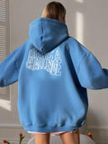 Kukombo Simple Embroidery Print Oversized Hoodie