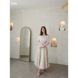 Kukombo Champagn Tulle Evening dresses Off the Shoulder A-line Vestidos De Fiesta Elegant Long Sleeves Ankle-length  فساتين سهرة