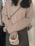 Kukombo Solid Crew Neck Knit Sweater