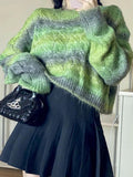 Kukombo Ombre Cable Knit Short Sweater