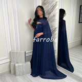 Kukombo Customized Matching Fashion Chiffon Pleat Draped A-line High Collar Long Dresses Bespoke Occasion Dresses Sizes Available Formal (PRE-ORDER)