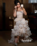 Kukombo Customized Sexy Jersey Pleat Flower A-line Strapless Long Dresses Homecoming Dresses Classic Exquisite Modern Style Pastrol Unis (PRE-ORDER)