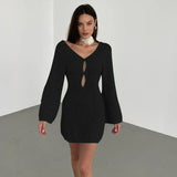 Kukombo White Knitted Backless Long Dress Women's Summer V-Neck Party Dress Elegant See-through Hollow Slim Holiday Long Dress