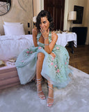 Kukombo Customized Jiayigong Net Pattern Beach A-line Square Neck Bespoke Occasion Gown Long Dresses Saudi Arabia (PRE-ORDER)