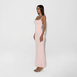 Kukombo Women Summer New 2024 Dresses Sexy Pink Backless Slim Sling Dress Clubwear Elegant Fashion Knitted Maxi Dress O-Neck Sleeveless outfit inspo