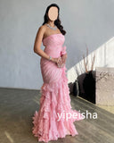 Kukombo Customized Modern Style Chiffon Pleat Mermaid Strapless Long Dresses Homecoming Dresses Pastrol Unisex Chinese Style Formal Casu (PRE-ORDER)
