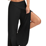 Kukombo - Women's wide leg side split wrap flowy yoga pants