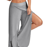Kukombo - Women's wide leg side split wrap flowy yoga pants
