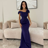 Kukombo Customized Fashion High Quality Jersey Pleat Ruched Mermaid Off-the-shoulder Long Dresses Bespoke Occasion Dresses Elegant (PRE-ORDER)