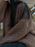 Kukombo Solid Cable Knit Pullover Sweater