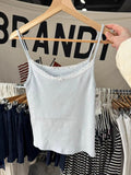 Kukombo White Eyelet Buttons Slim Tank Top Women New Casual All-match Sleeveless Cotton Slim Camis Sweet Cute Simple Basic Vest Y2K Tops