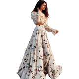 Kukombo classy winter outfits Butterfly Print Two-Piece Bohemian Large Skirt Long Dress Casual Beach Dress